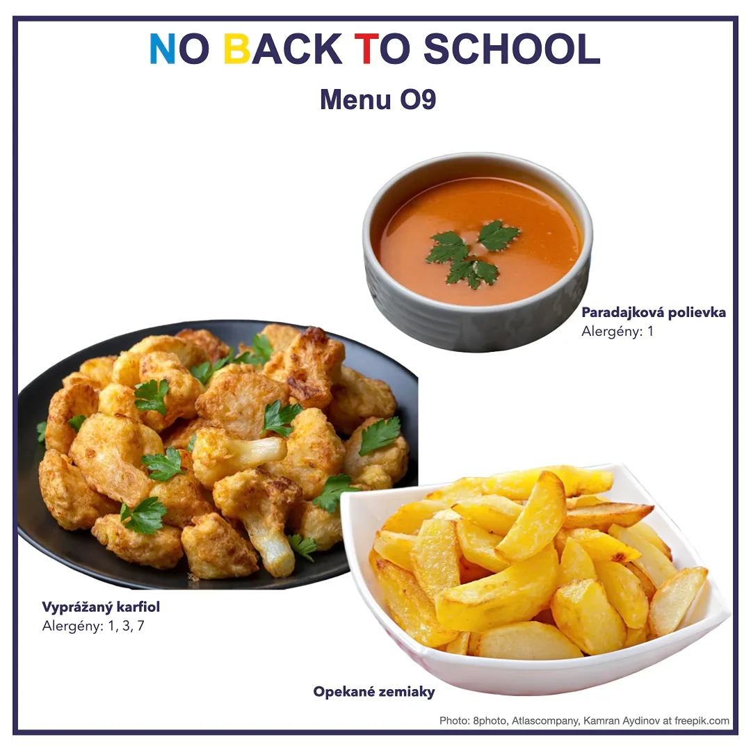 Menu O9 na No Back To School: paradajková polievka, vyprážaný karfiol a opekané zemiaky